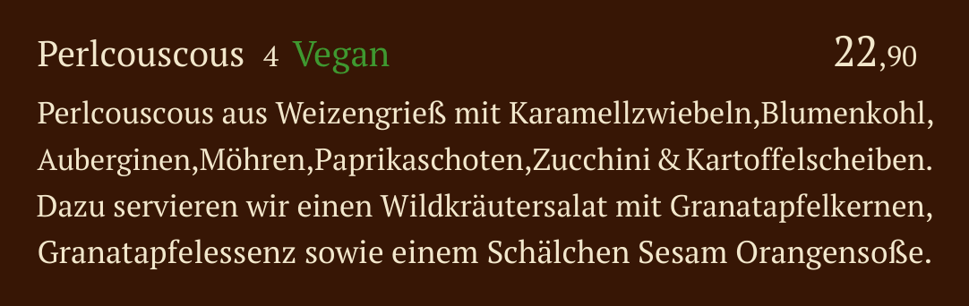 Qadmous Speisekarte – Vom Chefkoch