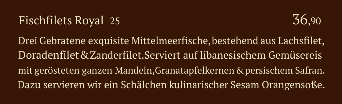 Qadmous Speisekarte – Fisch Filet Spezialitäten