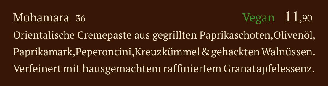 Qadmous Speisekarte – Kalte Mezze