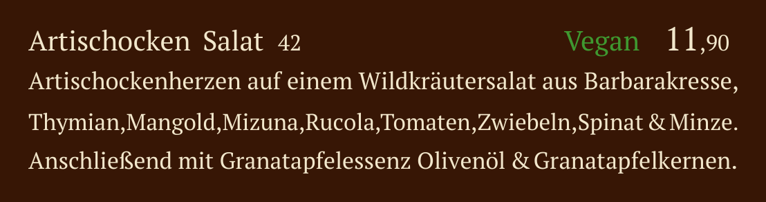 Qadmous Speisekarte – Kalte Mezze