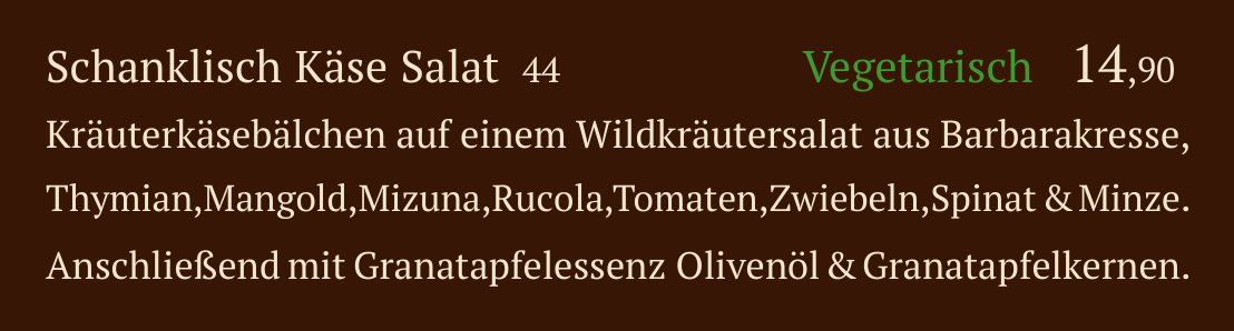 Qadmous Speisekarte – Kalte Mezze