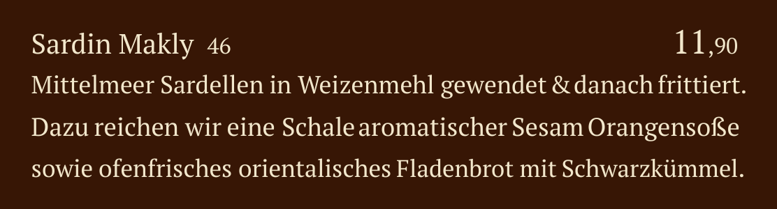 Qadmous Speisekarte – Warme Mezze