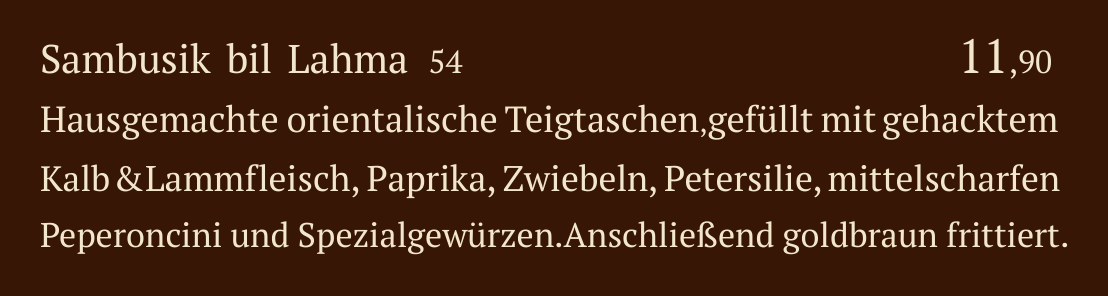 Qadmous Speisekarte – Warme Mezze