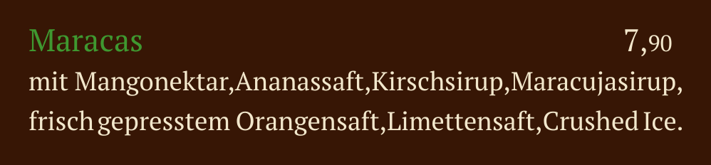Qadmous Speisekarte – Cocktail alkoholfrei