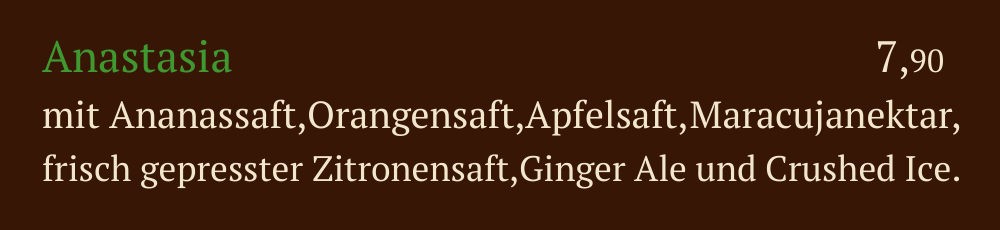 Qadmous Speisekarte – Cocktail alkoholfrei