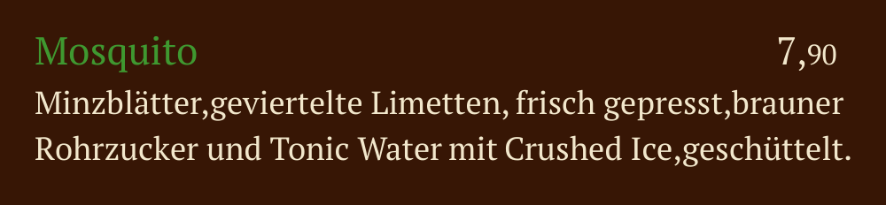 Qadmous Speisekarte – Cocktail alkoholfrei