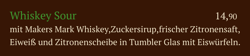 Qadmous Speisekarte – Cocktail mit Alkohol